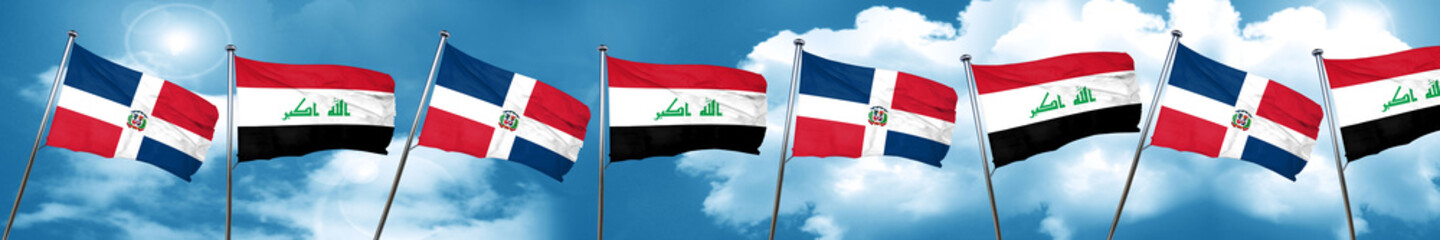 dominican republic flag with Iraq flag, 3D rendering
