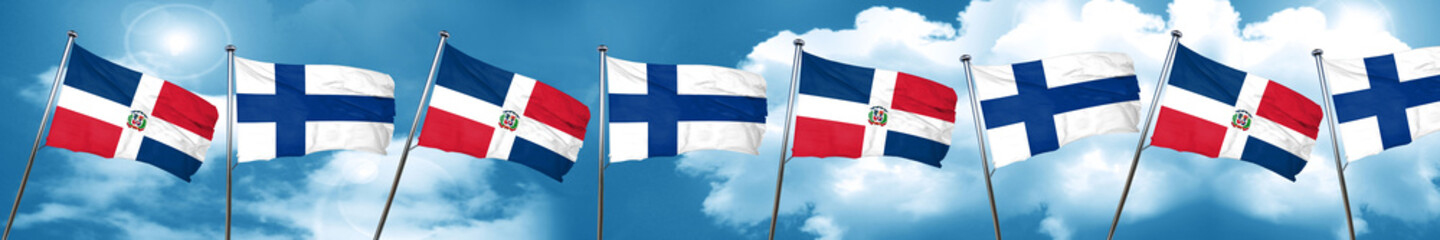 dominican republic flag with Finland flag, 3D rendering
