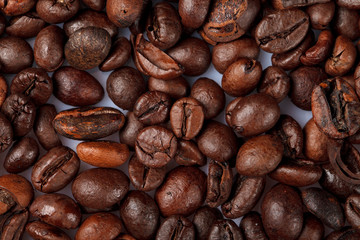 Naklejka premium Beans roasted coffee. Close-up