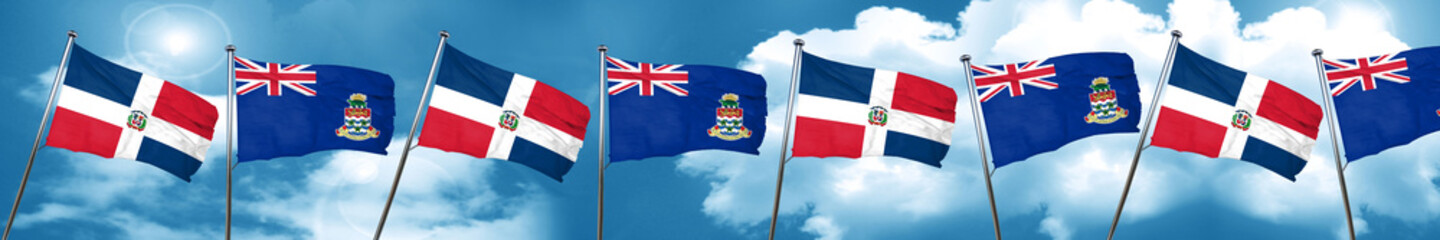 dominican republic flag with Cayman islands flag, 3D rendering