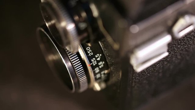 macro shot of medium format old film camera