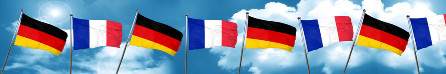 German flag with France flag, 3D rendering