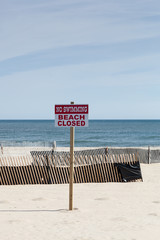 Beach Closed Sign at Point Pleasant - 135756119