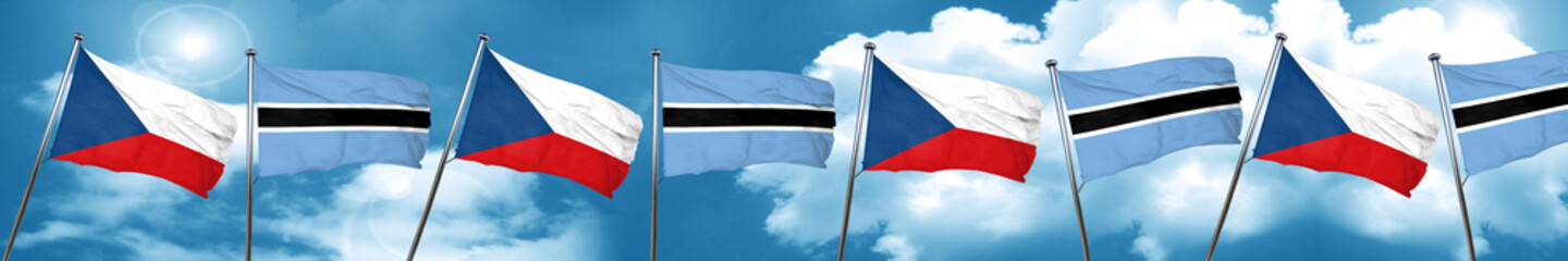 czechoslovakia flag with Botswana flag, 3D rendering
