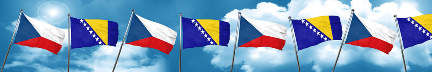 czechoslovakia flag with Bosnia and Herzegovina flag, 3D renderi