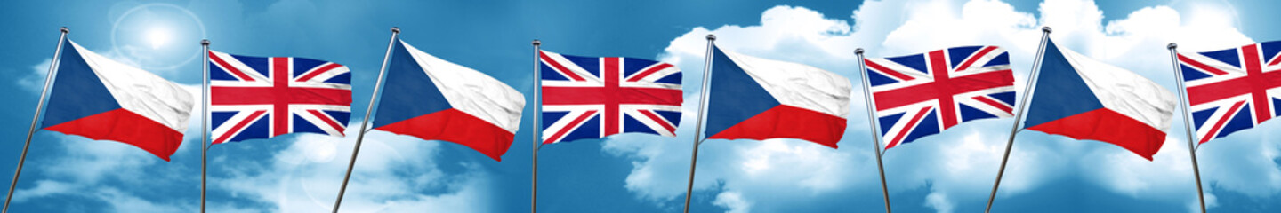 Fototapeta na wymiar czechoslovakia flag with Great Britain flag, 3D rendering