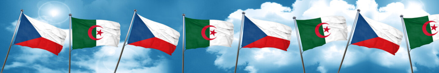 Fototapeta na wymiar czechoslovakia flag with Algeria flag, 3D rendering