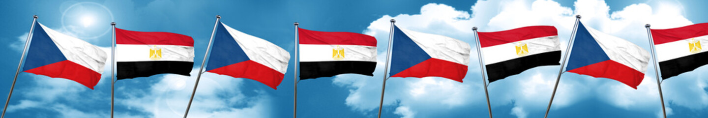 Fototapeta na wymiar czechoslovakia flag with egypt flag, 3D rendering