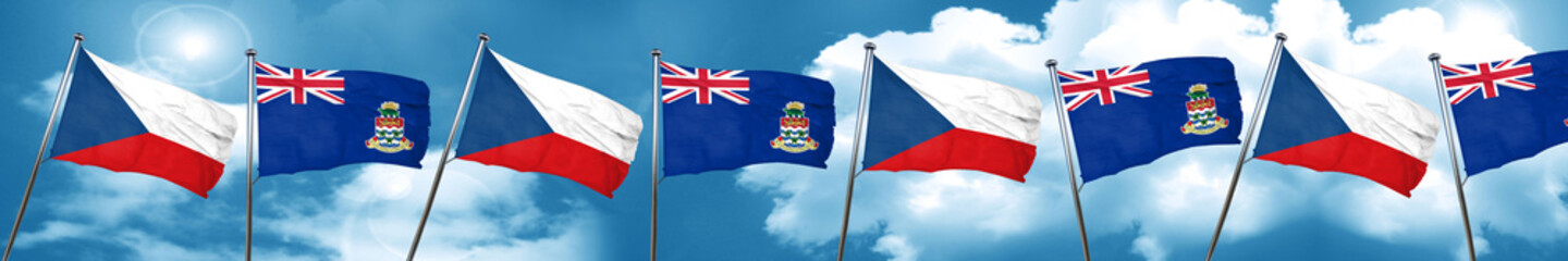Fototapeta na wymiar czechoslovakia flag with Cayman islands flag, 3D rendering