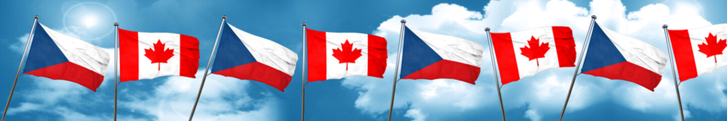 czechoslovakia flag with Canada flag, 3D rendering