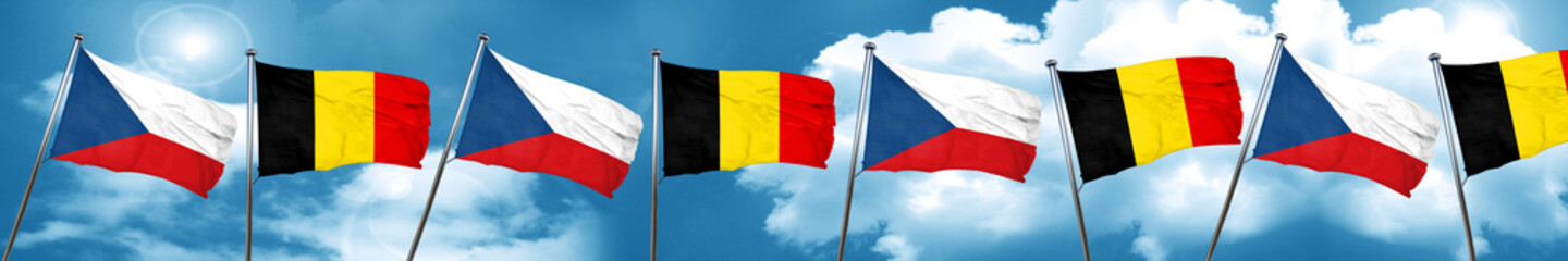 czechoslovakia flag with Belgium flag, 3D rendering
