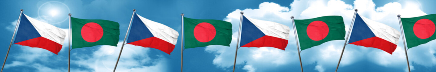 Fototapeta na wymiar czechoslovakia flag with Bangladesh flag, 3D rendering