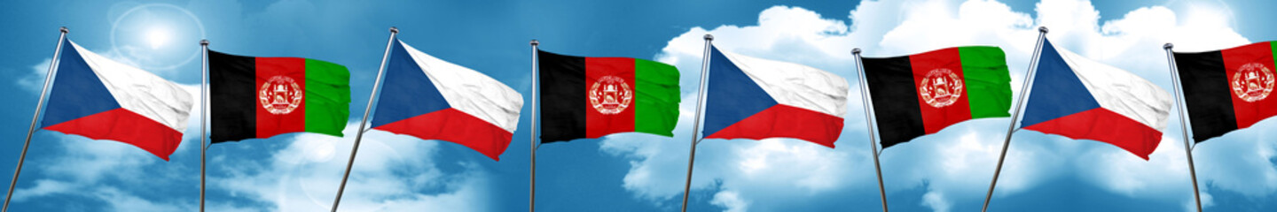 Fototapeta na wymiar czechoslovakia flag with afghanistan flag, 3D rendering
