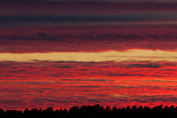 Fiery red sunset clouds