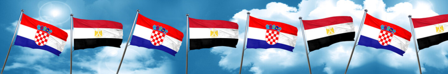 Naklejka na ściany i meble croatia flag with egypt flag, 3D rendering