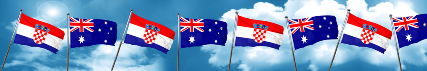 croatia flag with Australia flag, 3D rendering