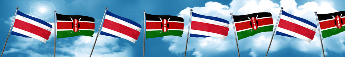 Costa Rica flag with Kenya flag, 3D rendering