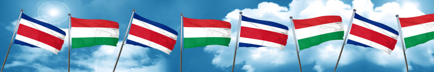 Fototapeta na wymiar Costa Rica flag with Hungary flag, 3D rendering