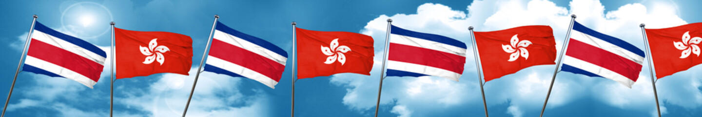 Fototapeta na wymiar Costa Rica flag with Hong Kong flag, 3D rendering