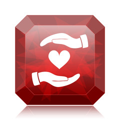 Hands holding heart icon