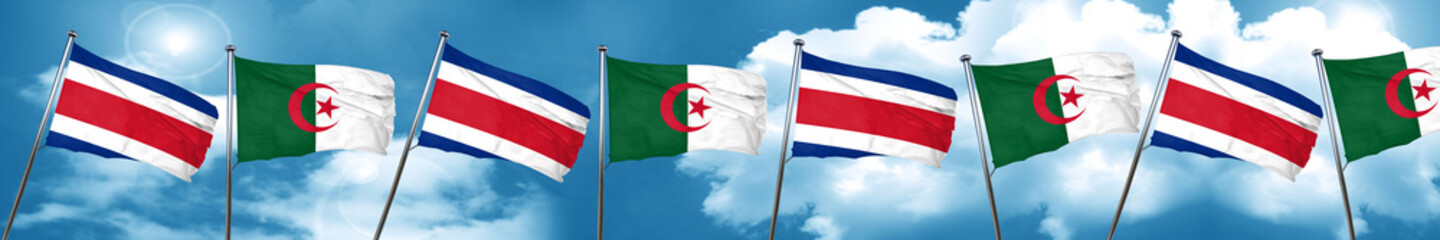 Costa Rica flag with Algeria flag, 3D rendering