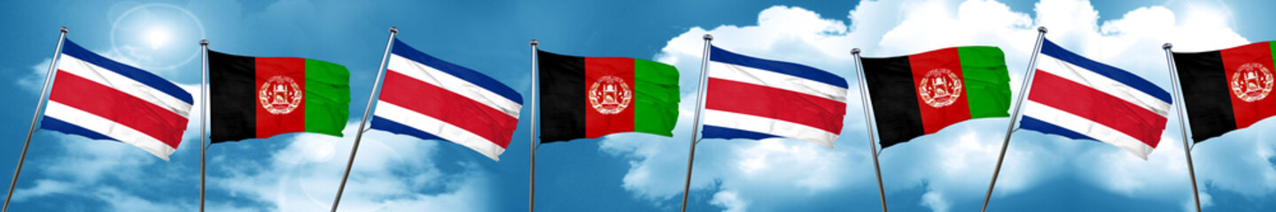 Costa Rica flag with afghanistan flag, 3D rendering