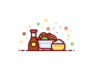 Oriental food vector illustration