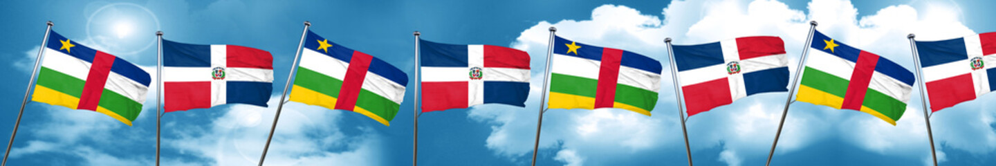 Central african republic flag with Dominican Republic flag, 3D r