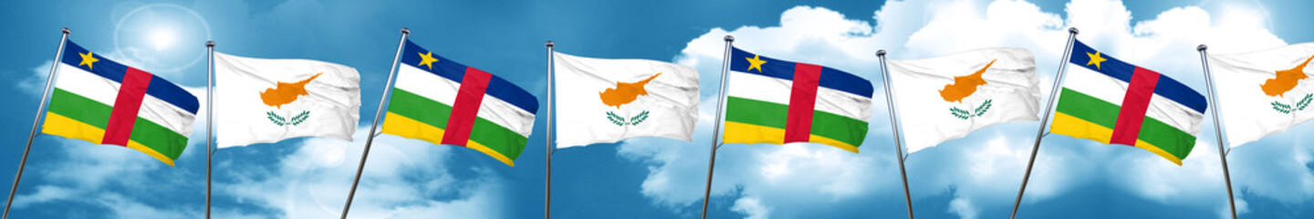 Central african republic flag with Cyprus flag, 3D rendering
