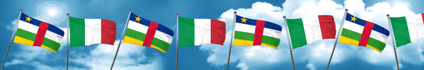 Central african republic flag with Italy flag, 3D rendering