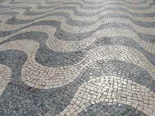 Naklejka premium Stunning Wave Pattern Cobbles in Lisbon, Portugal 