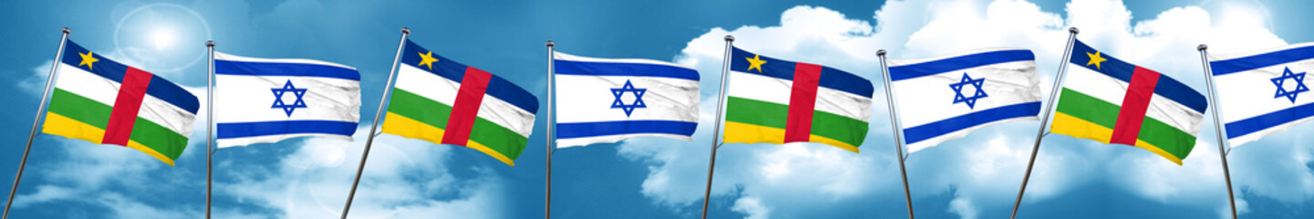 Central african republic flag with Israel flag, 3D rendering