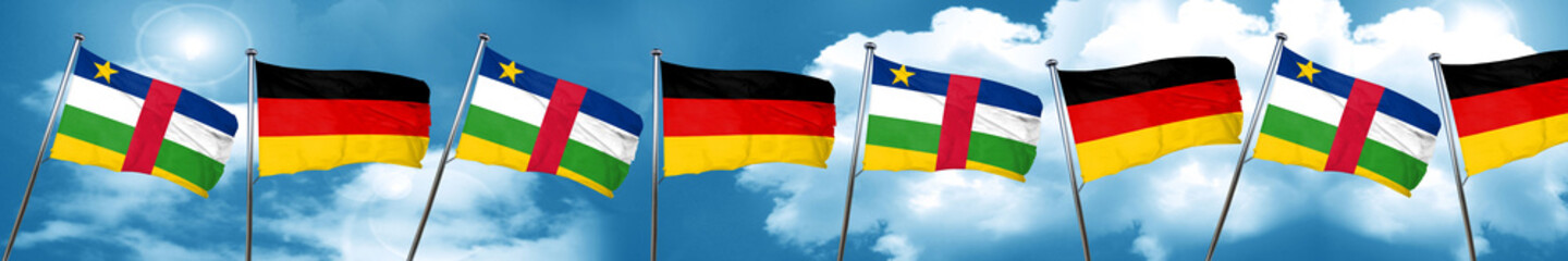 Central african republic flag with Germany flag, 3D rendering