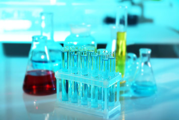 Test tubes with samples in laboratory
