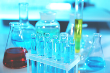 Test tubes with samples in laboratory