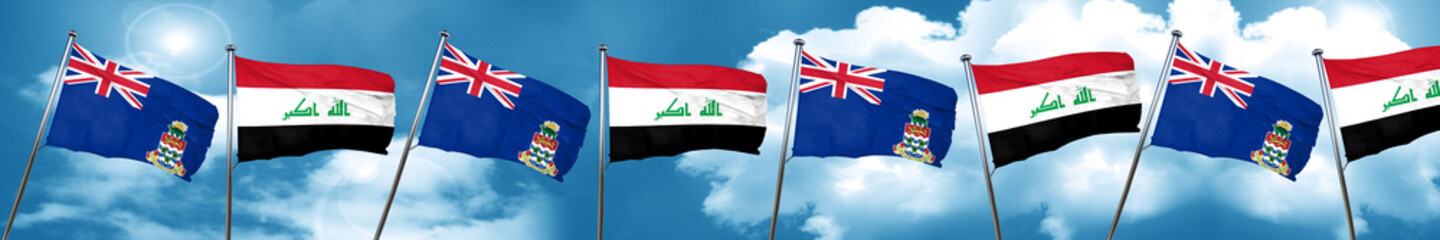 cayman islands flag with Iraq flag, 3D rendering