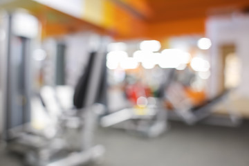 Blurred view of gym interior with equipment
