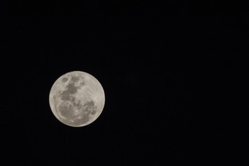 Blur moon with isolated black sky background for text adding