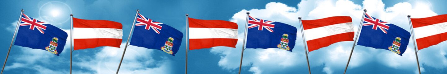 cayman islands flag with Austria flag, 3D rendering