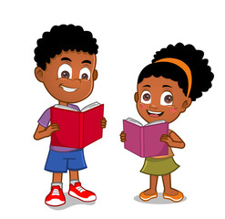African American kids reading 