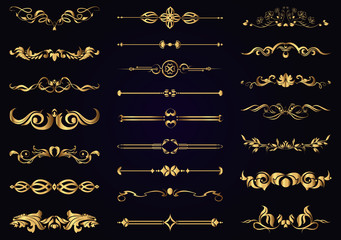 Naklejka premium Vector set gold vintage decorative elements for design
