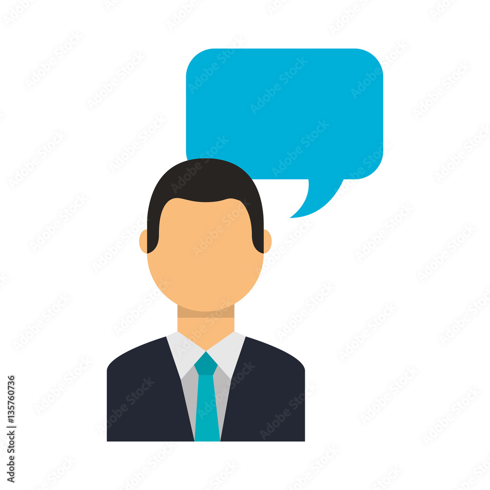 Canvas Prints businessman with speech bubble character isolated icon vector illustration design