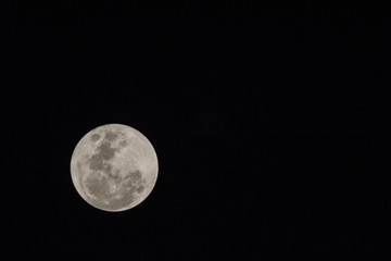 Blur moon with isolated black sky background for text adding