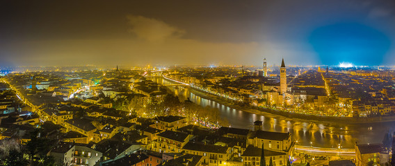 skyline of Verona in Italy at night © Vivida Photo PC
