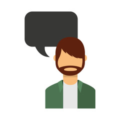young man with speech bubble avatar character vector illustration design