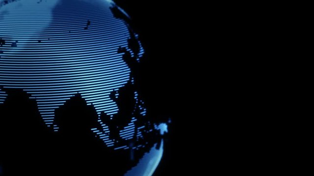 Rotating stylised blue digital world globe, Seamless loop