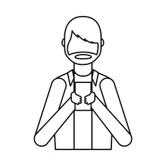young man with smartphone avatar character vector illustration design