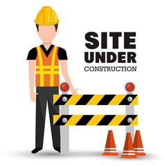 Fototapeta premium Professional construction on site vector illustration design