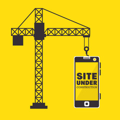 site under construction scene with cranes vector illustration design