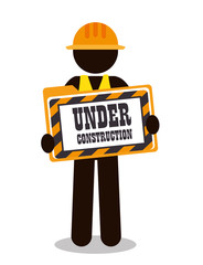 Professional construction on site vector illustration design